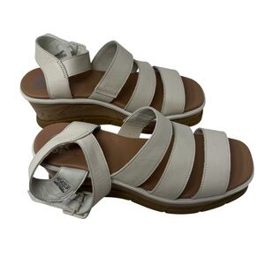 Sorel Ankle Strap Platform Wedge Sandal Cream Joanie III. Size 9 1/2